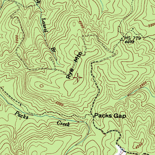 Topographic Map of Rye Mountain, NC