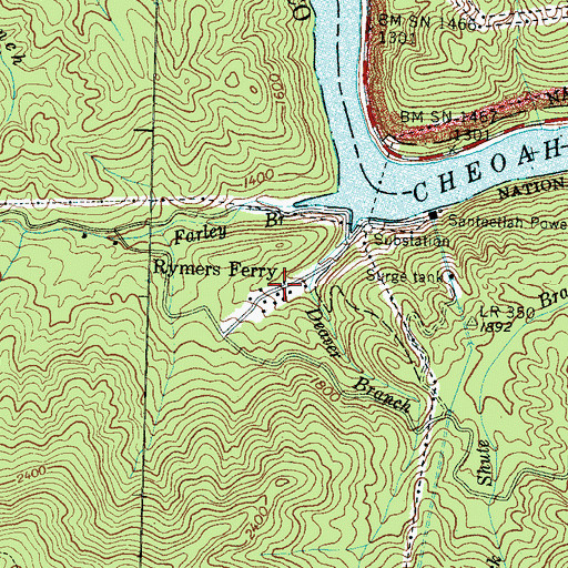 Topographic Map of Rymers Ferry, NC