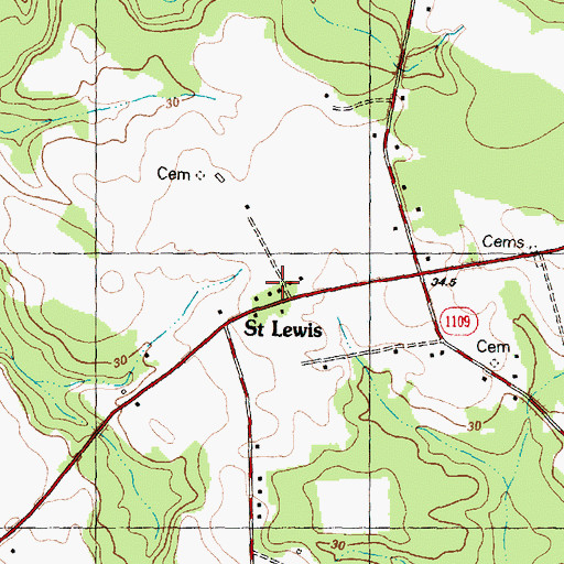 Topographic Map of Saint Lewis, NC