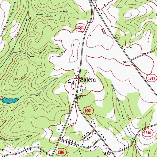 Topographic Map of Salem, NC