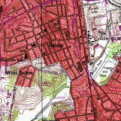 Topographic Map of Salem, NC