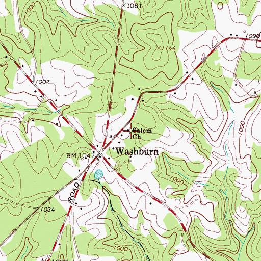 Topographic Map of Salem Church, NC