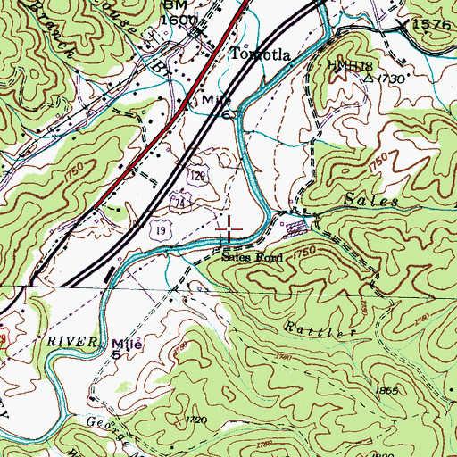 Topographic Map of Sales Ford, NC
