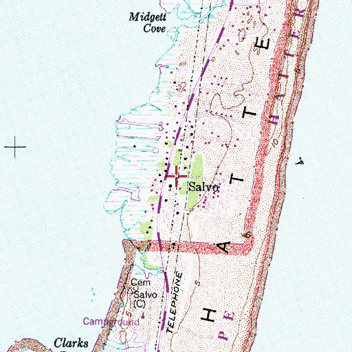 Topographic Map of Salvo, NC
