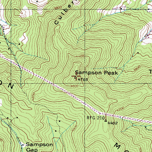 Topographic Map of Sampson Mountain, NC