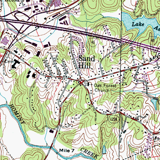 Topographic Map of Sand Hill, NC