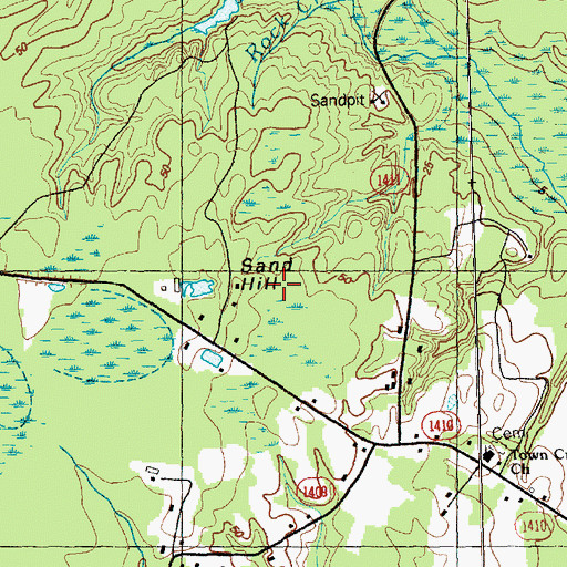 Topographic Map of Sand Hill, NC