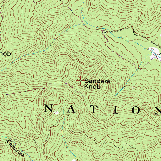 Topographic Map of Sanders Knob, NC