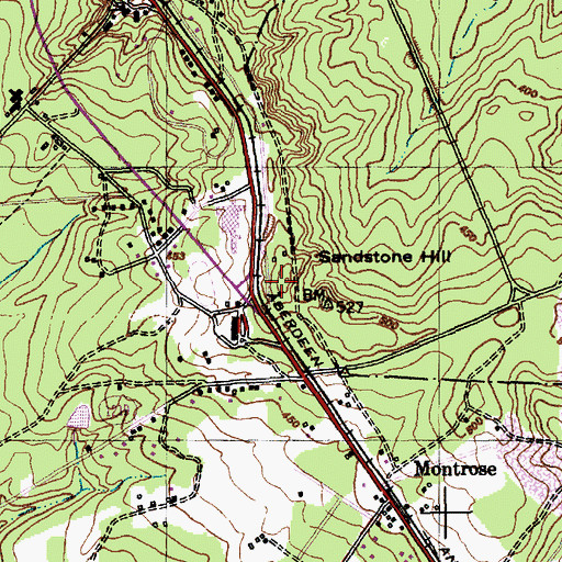 Topographic Map of Sandstone Hill, NC