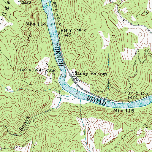 Topographic Map of Sandy Bottom, NC