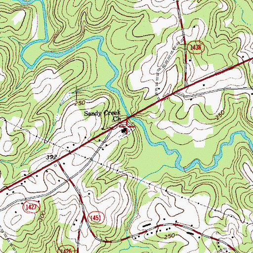 Topographic Map of Sandy Creek Church, NC