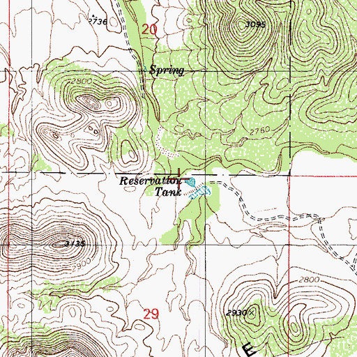 Topographic Map of Reservation Tank, AZ