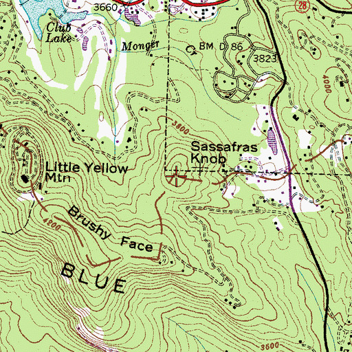 Topographic Map of Sassafras Knob, NC