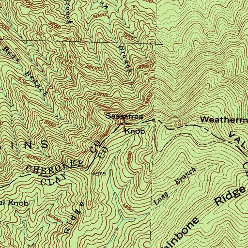 Topographic Map of Sassafras Knob, NC
