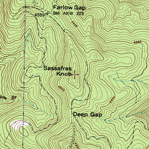 Topographic Map of Sassafras Knob, NC