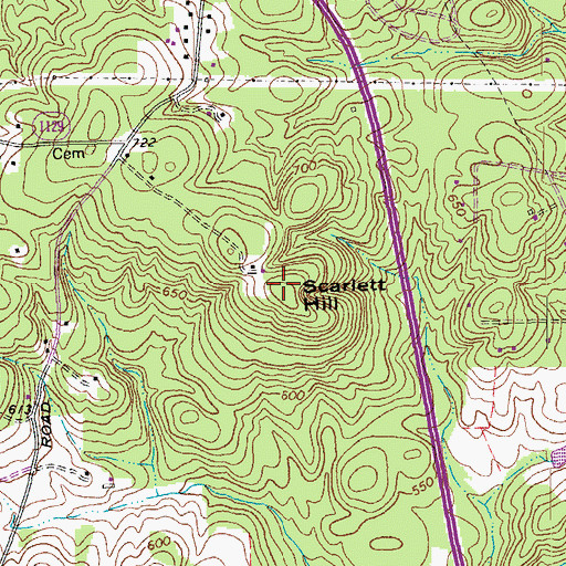 Topographic Map of Scarlett Hill, NC