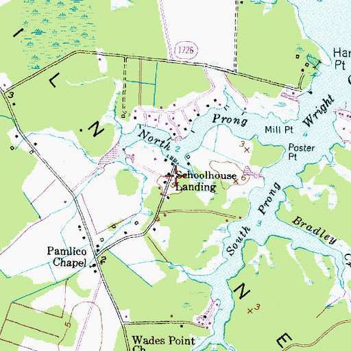 Topographic Map of Schoolhouse Landing, NC