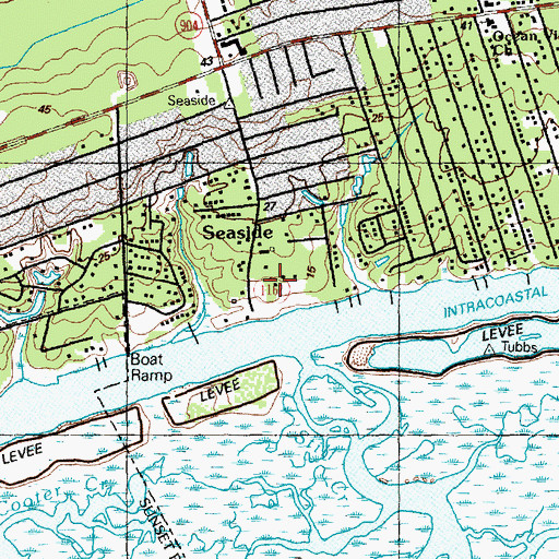 Topographic Map of Seaside, NC