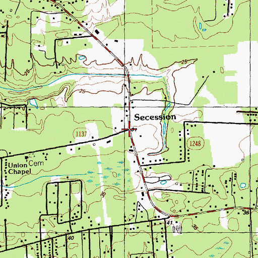 Topographic Map of Secession, NC