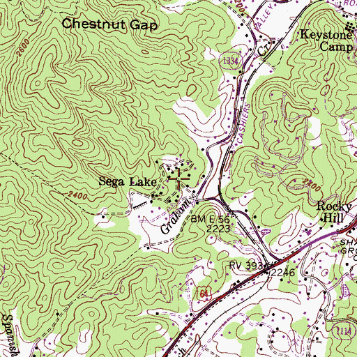 Topographic Map of Sega Lake, NC