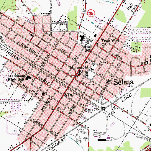 Topographic Map of Selma, NC