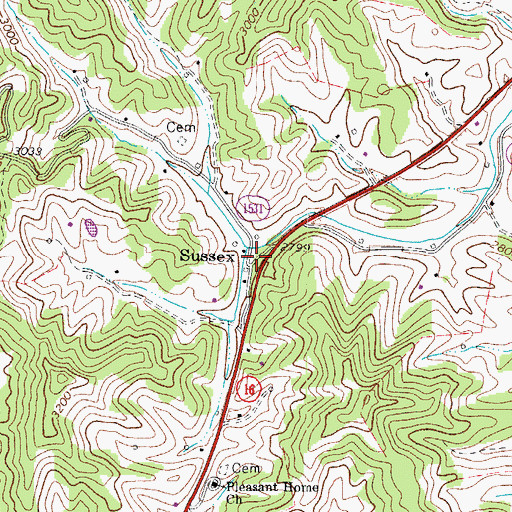 Topographic Map of Sessex, NC