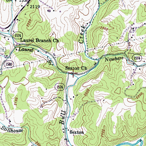 Topographic Map of Sexton Church, NC