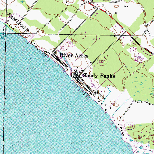 Topographic Map of Shady Banks, NC
