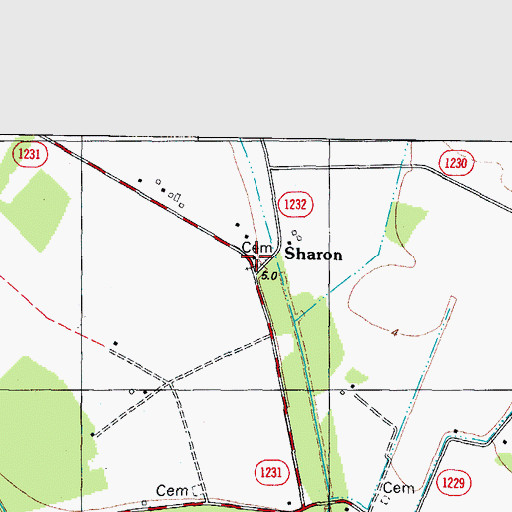 Topographic Map of Sharon, NC