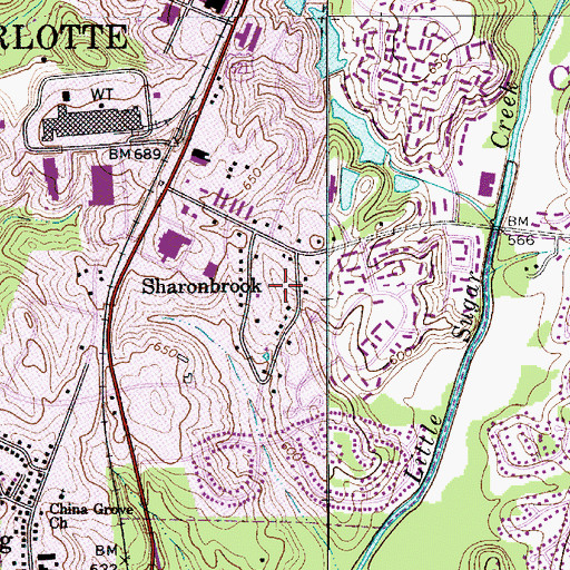 Topographic Map of Sharonbrook, NC