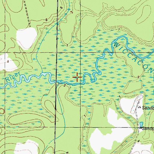 Topographic Map of Shaw Landing, NC
