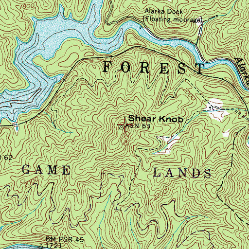 Topographic Map of Shear Knob, NC