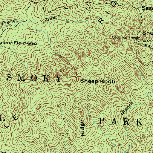 Topographic Map of Sheep Knob, NC