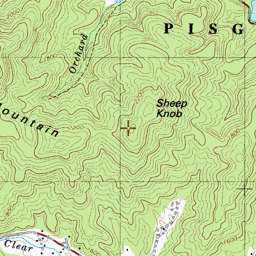 Topographic Map of Sheep Knob, NC