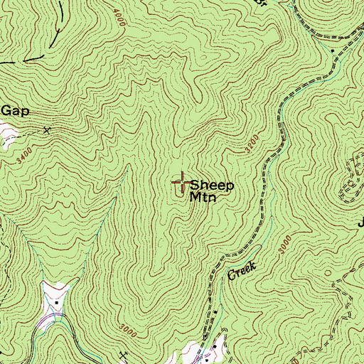 Topographic Map of Sheep Mountain, NC