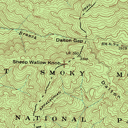 Topographic Map of Sheep Wallow Knob, NC