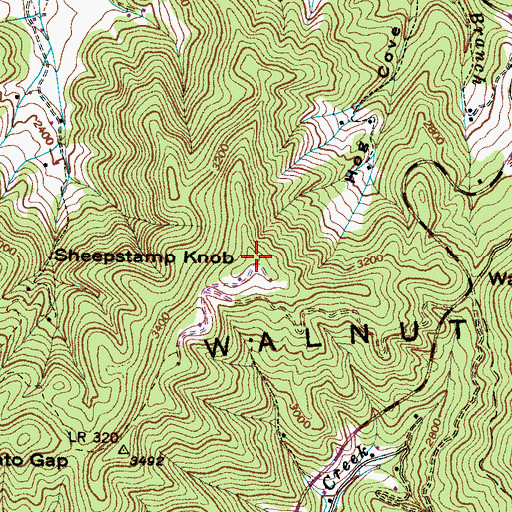 Topographic Map of Sheepstamp Knob, NC