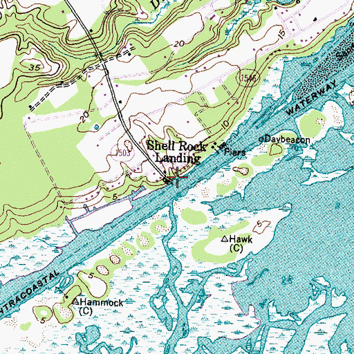 Topographic Map of Shell Rock Landing, NC