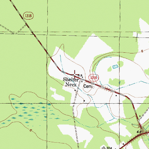 Topographic Map of Shelter Neck, NC