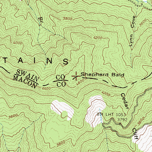 Topographic Map of Shepherd Bald, NC