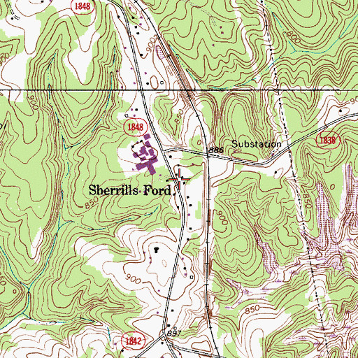 Topographic Map of Sherrills Ford, NC