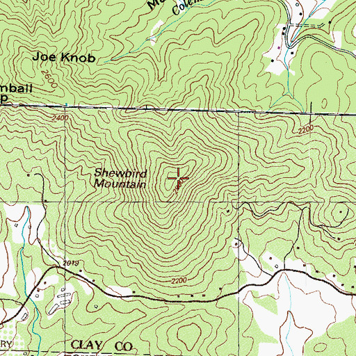 Topographic Map of Shewbird Mountain, NC