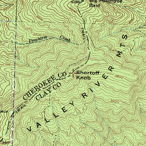 Topographic Map of Shortoff Knob, NC