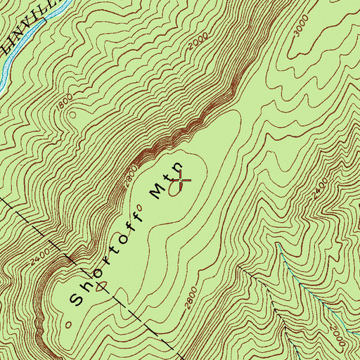 Topographic Map of Shortoff Mountain, NC
