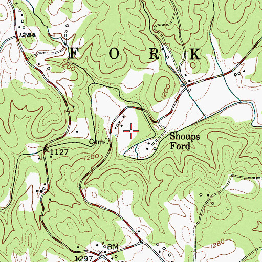 Topographic Map of Shoups Ford, NC