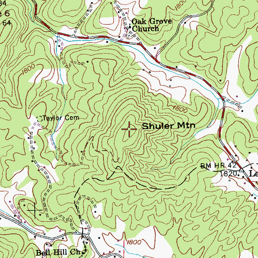 Topographic Map of Shuler Mountain, NC