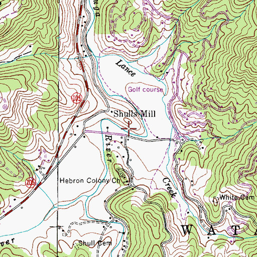 Topographic Map of Shulls Mill, NC