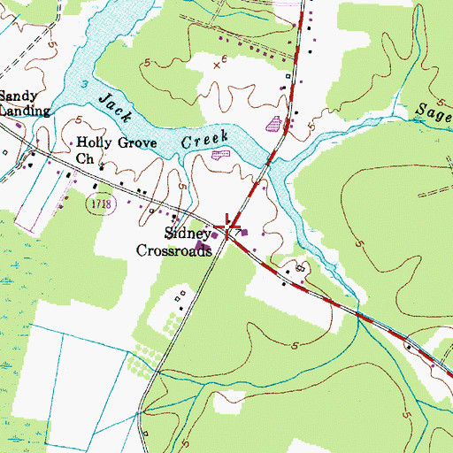 Topographic Map of Sidney Crossroads, NC