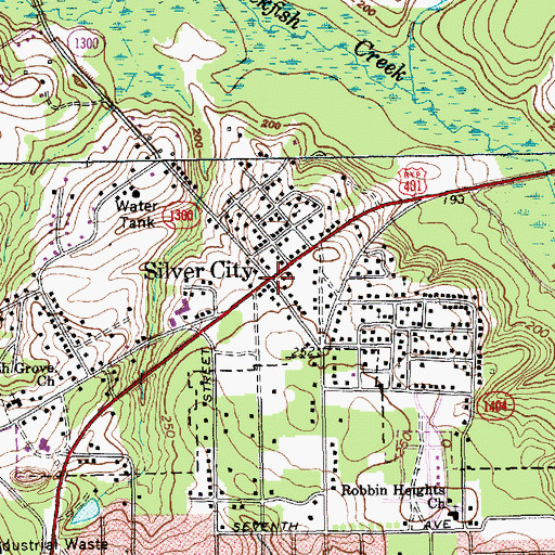 Topographic Map of Silver City, NC