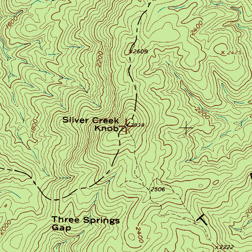 Topographic Map of Silver Creek Knob, NC